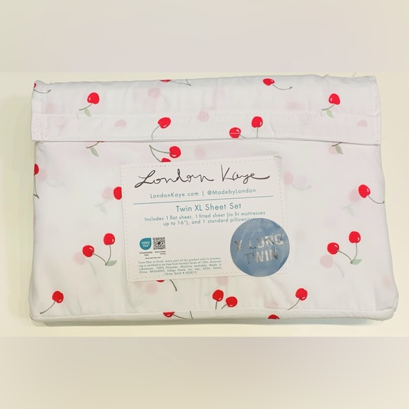 London Kaye Cherry Fruit Sheet Set - Twin XL - Picture 2 of 5